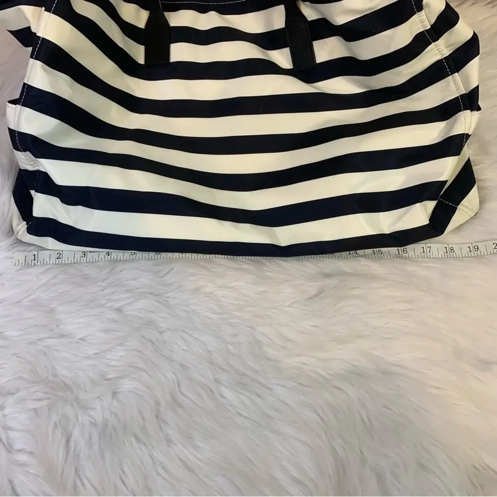 Kate Spade Navy and White Striped Overnight Duffle Bag B9
